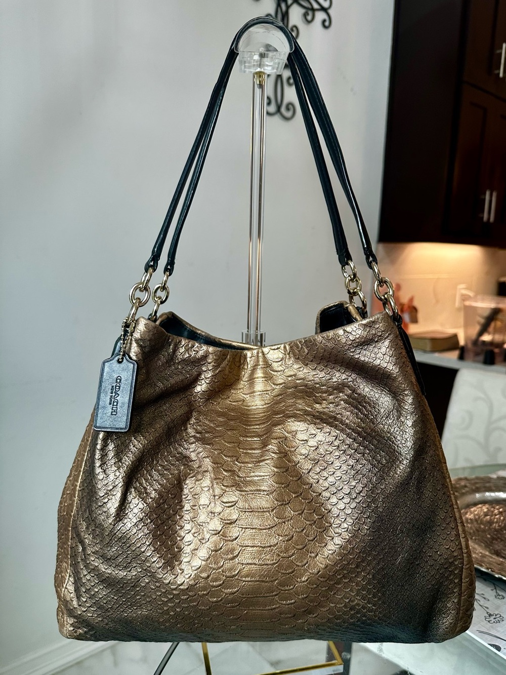 Metallic Bronze python snake skin Coach Rare Madison Phoebe